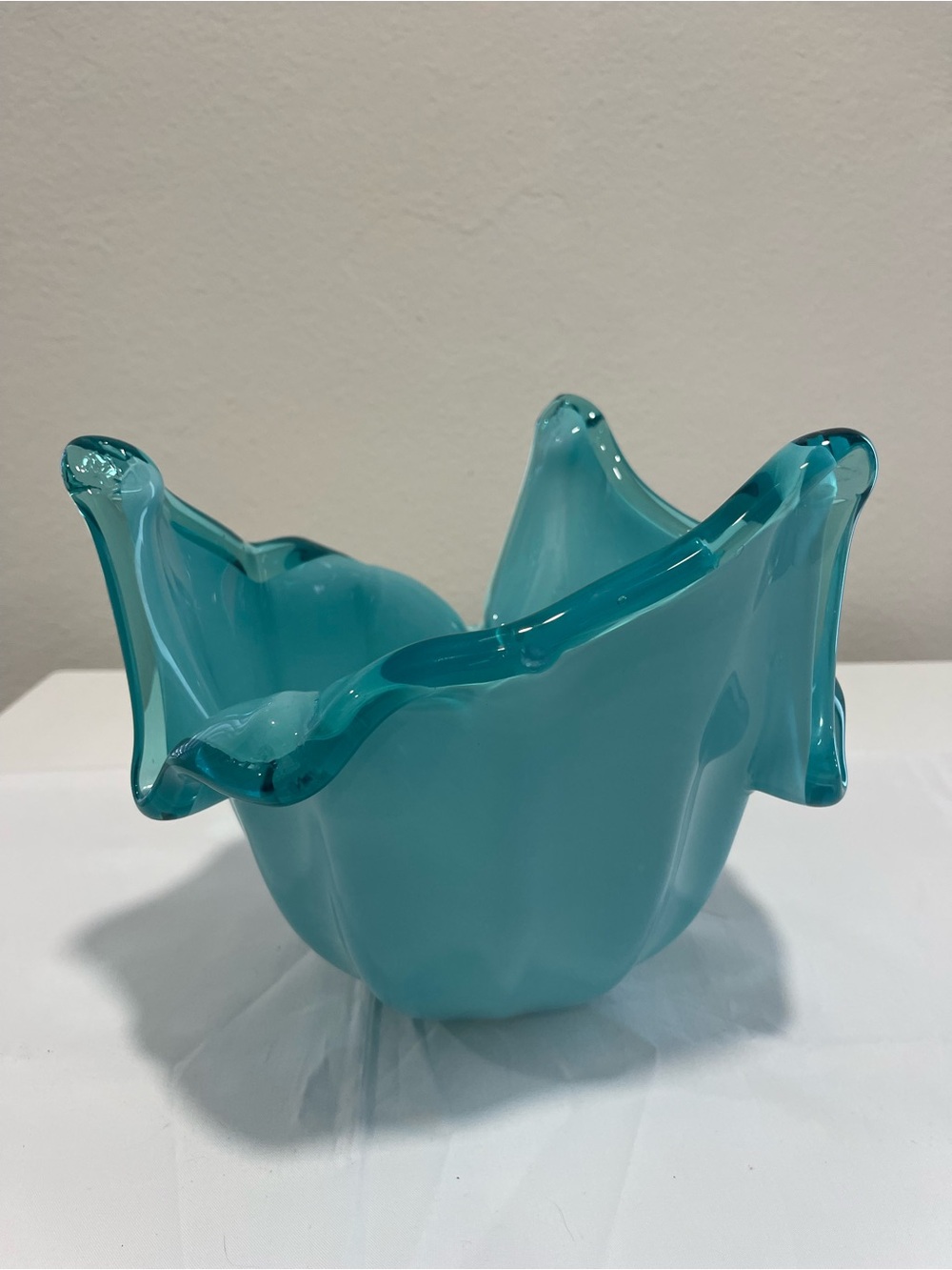Murano Made in Italy Teal Art Glass Bowl - Elegant Home Accent